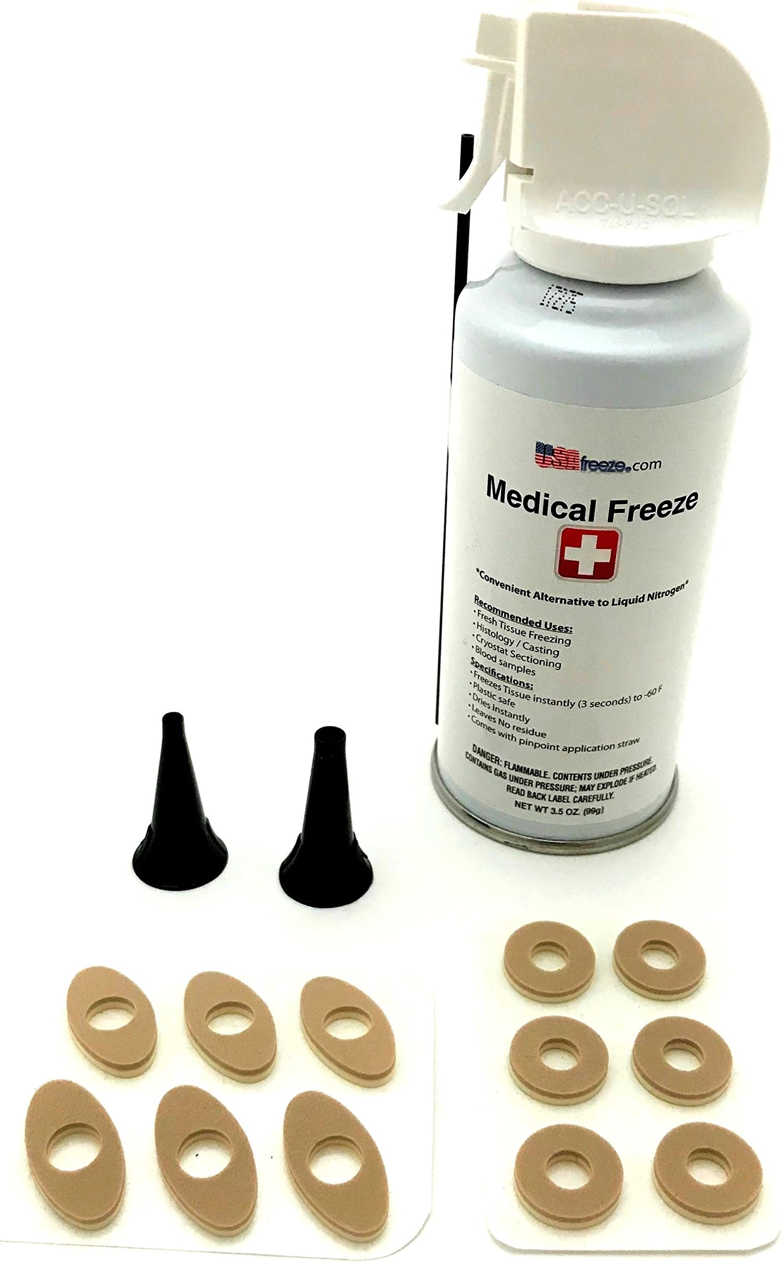 MF-65-2FP Freeze Spray w/2 Applications funnels, 12 Custom Pads, Dispensing Straw, 3.5oz