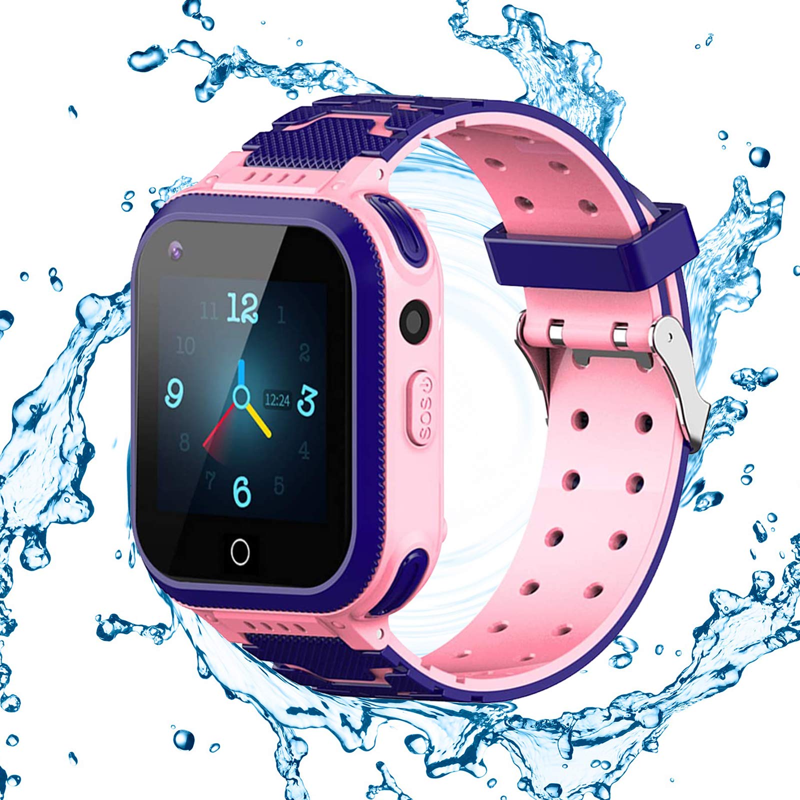 4G Kids Bluetooth Smartwatch GPS Tracker Kids Smart Watches Phone for Girls Boys Video Call 4G Digital Camera Waterproof LBS WIFI Locator Anti Lost Safe Protection Christmas Birthday (Pink)