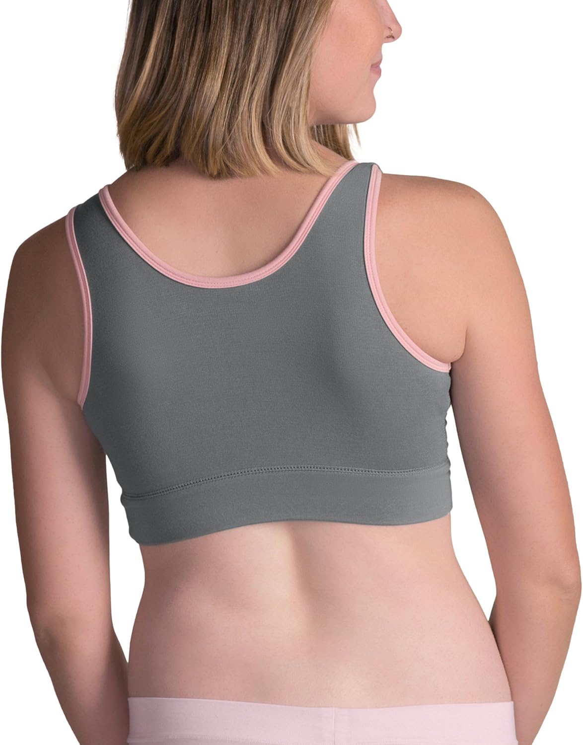 Kindred Bravely French Terry Scoopback Nursing Sleep Bra for Maternity/Breastfeeding (X-Small, Grey with Rose Trim) at  Women’s Clothing store