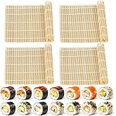YEAJOIN 4 Pcs Bamboo Roll Sushi Mat, Sushi roll maker for Kimbap Sushi Maki Rolls, Easy Homemade (9.5" x 9.5")