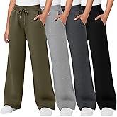 LessonZoo 4 Pack Girls' Sweatpants Straight Leg Drawstring Kids Joggers Open Bottom Baggy Lounge Teen Pants with Pockets