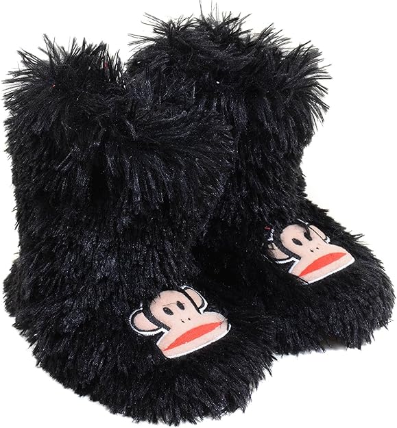 Amazon.com | Julius the Monkey Black Fluffy Slippers Warm Booties Girl | Slippers