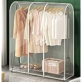 Clear Garment Rack Cover with Zipper Clothes Hanging Rack Cover Dustproof Waterproof Clothing Storage Protector (47.2x20x60 inch)