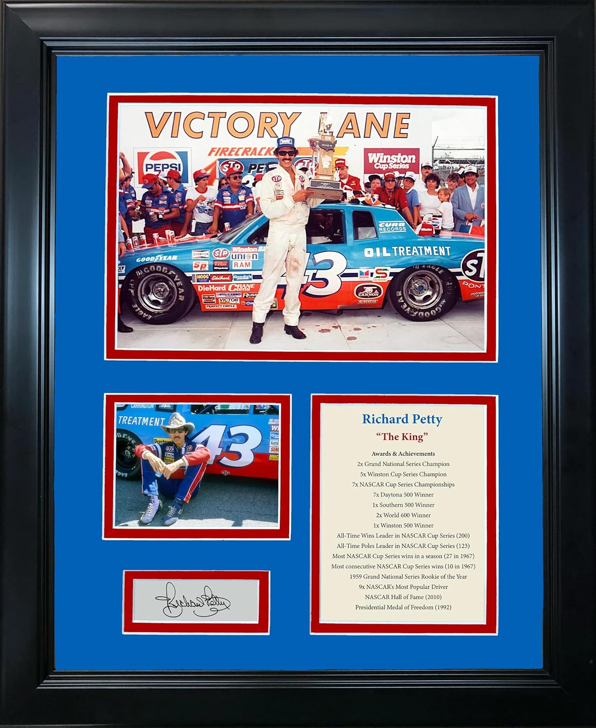 Photographs - Framed Richard Petty NASCAR Hall of Fame Facsimile Laser Engraved Signature Auto 12