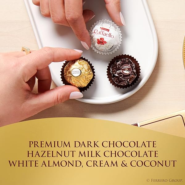 FERRERO COLLECTION GOURMET GIFT BOX, 12 ASSORTED CONFECTIONS WITH HAZELNUT, DARK CHOCOLATE AND COCONUT, 4.6 OZ