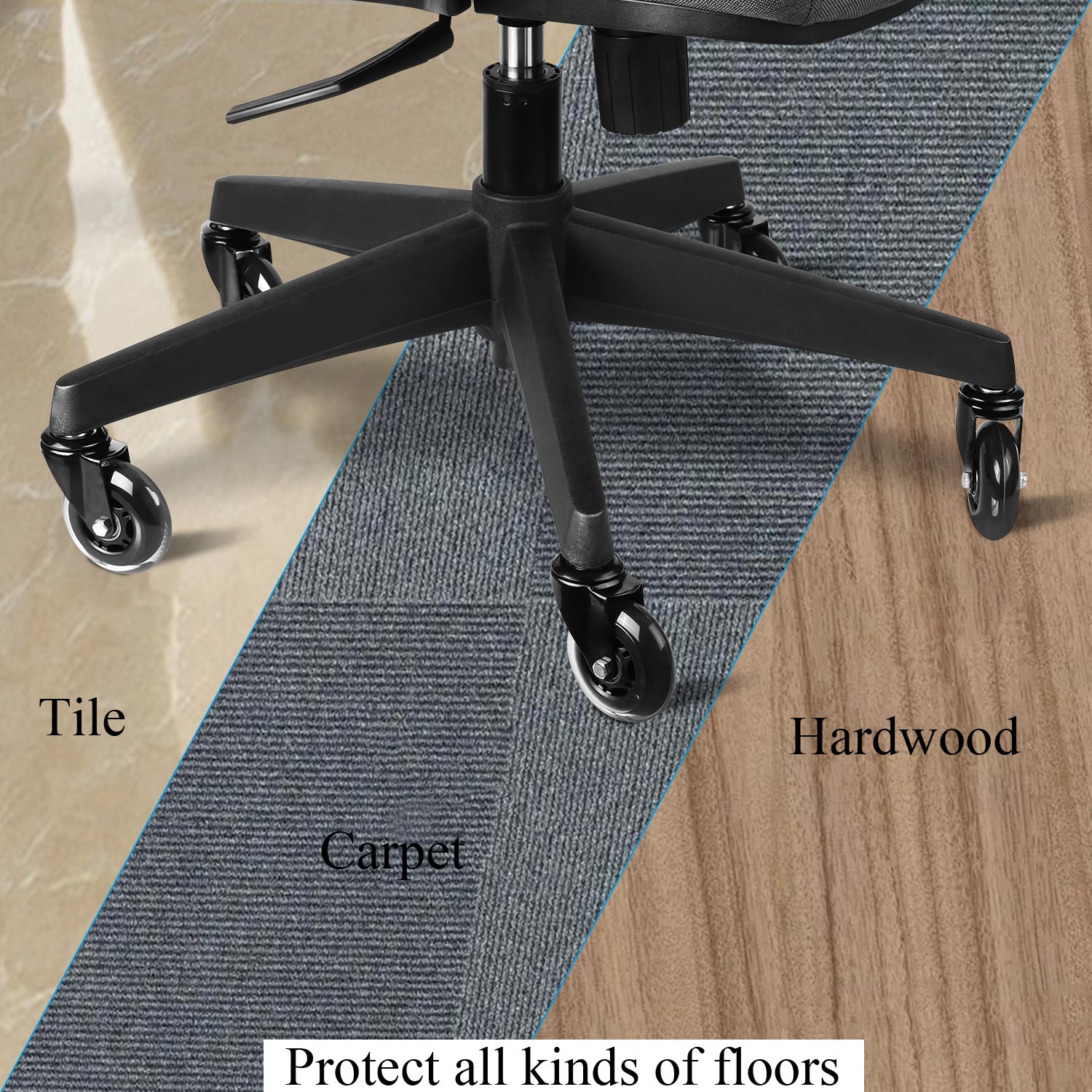 Office Products Casters 75mm Softech Hardwood Floor Safe Wheels Set of
