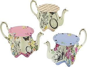 Talking Tables Truly Alice Teapot Cupcake Stands for a Tea Party, Multicolor (6 Pack)