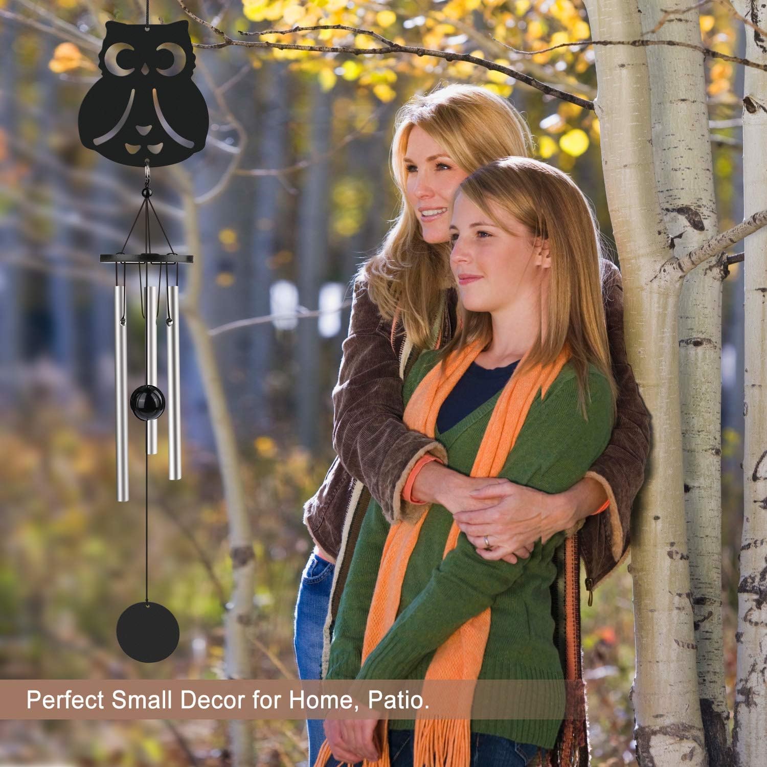 Coulky Owl Wind Chimes Cute Owl Tag & Beautiful Striker Ball Smoothing Melodic Tones Minimalism Chimes for Patio Porch Garden Backyard : Garden & Outdoor