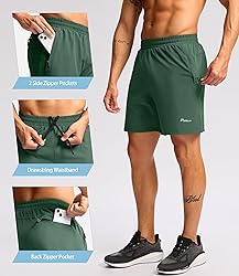 Pudolla Men's Running Athletic Shorts with 3 Zipper
