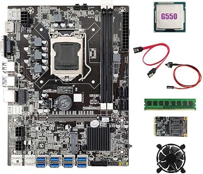 Lodokdre B75 BTC Mining Motherboard 8X PCIe USB 3.0 G550 CPU 4GB RAM 128GB SSD