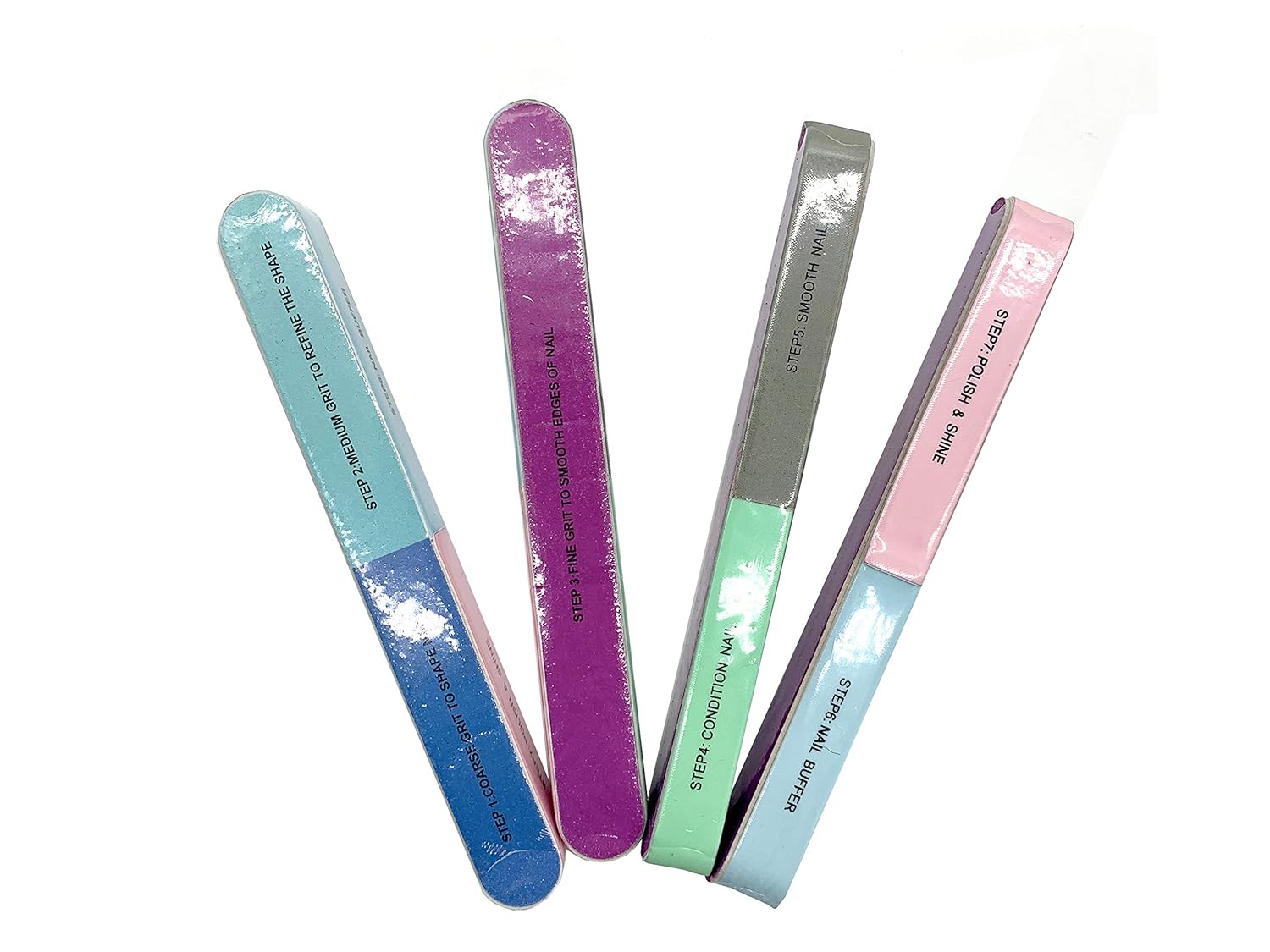 Nail File 7 Inches Long 4 Fingernail Files in 1 Professional Care Manicure Tools and Cosmetic Manicure 7 Professional Steps 6 Pack : Beauty