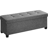 SONGMICS Storage Ottoman Bench, Foldable Foot Rest with Legs | End of Bed Bench, Storage Chest, 43.3 x 15 x 15.8 Inches, Load up to 660 lb, Slate Gray, MELISA Collection ULSF018G01
