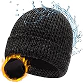 M/L/XL/XXL Waterproof Merino Wool Beanie for Men Women, Warm Fleece Lined Rainproof Windproof Winter Hat for All Weather