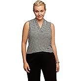 Anne Klein Womens Anne Klein Plus-Size Sleeveless Pleat-Neck Top