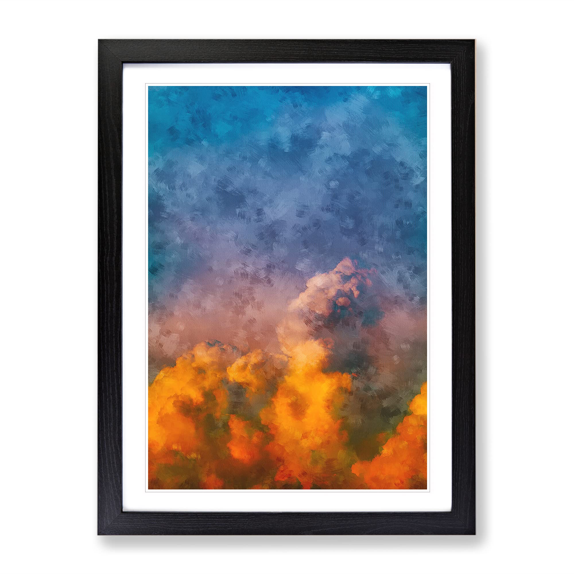 Rising Clouds Painting Modern Framed Wall Art Print, Ready to Hang Picture for Living Room Bedroom Home Office Décor, Black A4 (34 x 25 cm)
