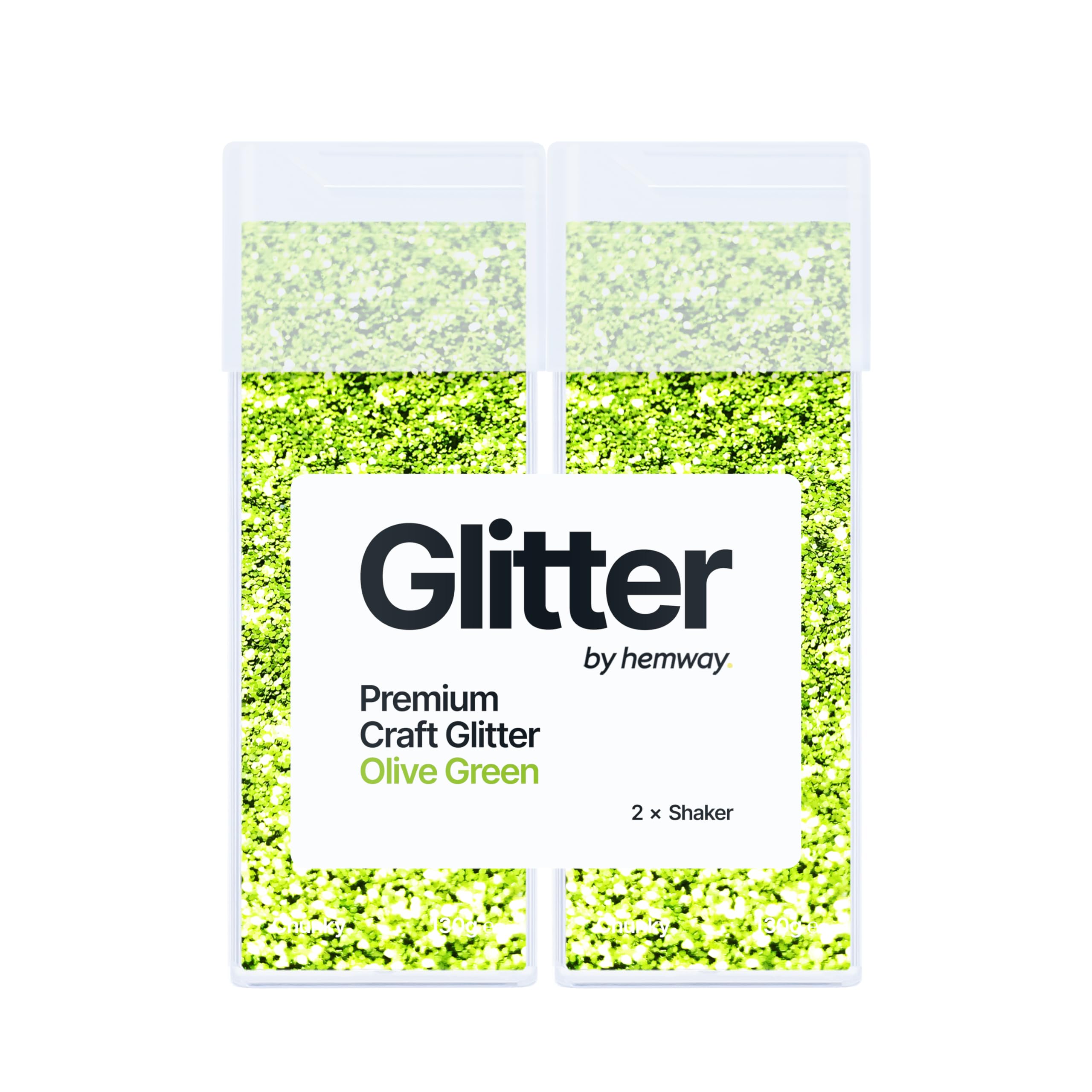 Hemway Glitter Shaker Olive Green 130g x2 Pack Chunky, Craft Glitter Shakers for Resin & Epoxy Crafts, Christmas Art Supplies, Nail, Body, Face, Eye, Festival, Crafting, Slime, Sparkle