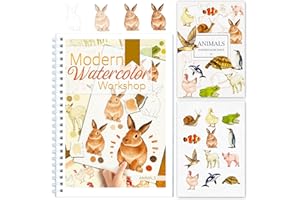Watercolor Workbooks with Step by Step for Adults Teens - Beginner Watercolor Workbook with 12 Coloring Book Pages -100% Cott