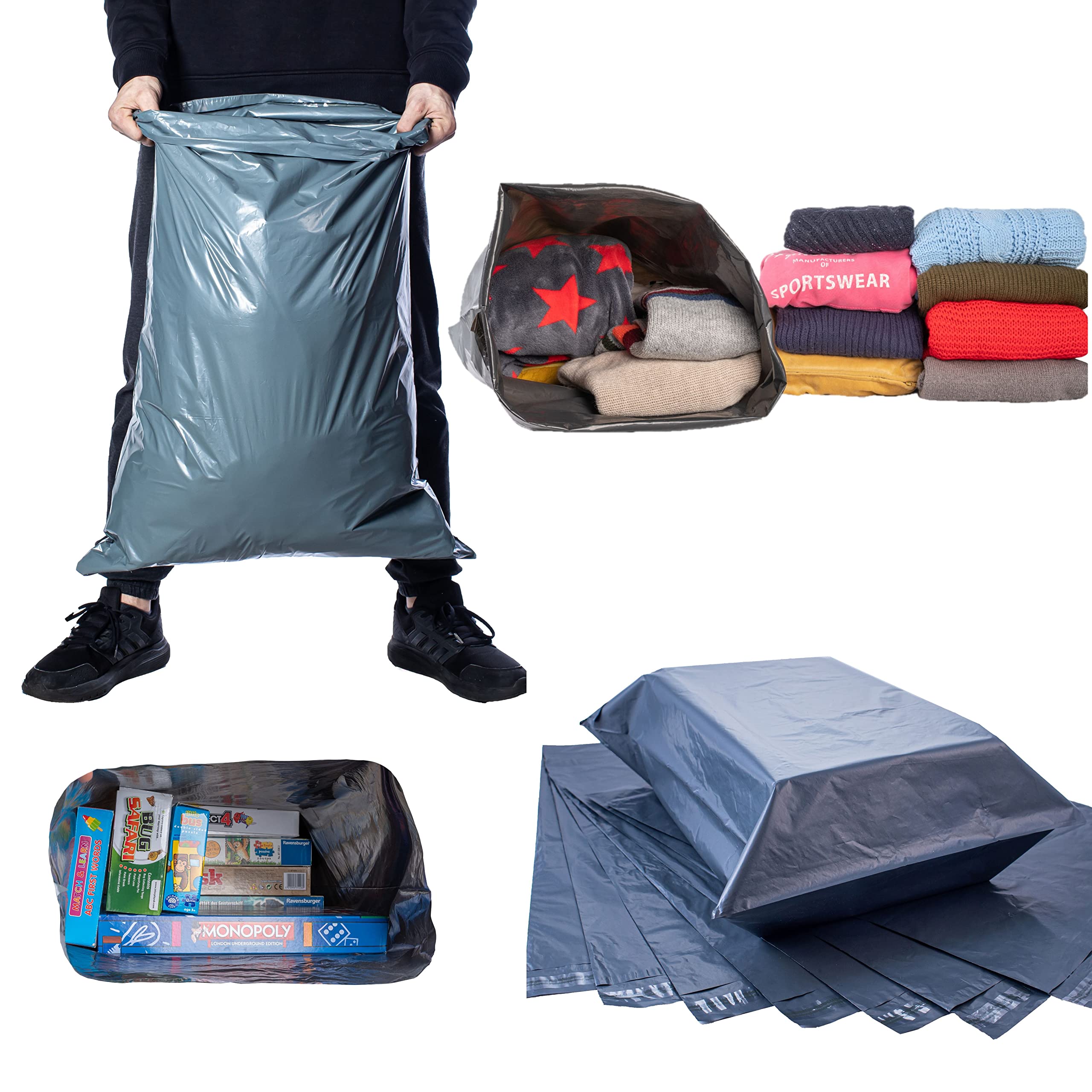 Calzette 10 Large Postage Bags- 17" x 24" (43cm x 60cm) - Large Mailing Bags for Postage Shippings