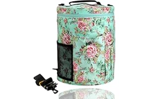 LOOEN Large Capacity/Portable/Lightweight Yarn Storage Knitting Tote Organizer Bag with Shoulder Strap Handles W/Pockets for Crochet Hooks & Knitting Needles (Peony Flower)