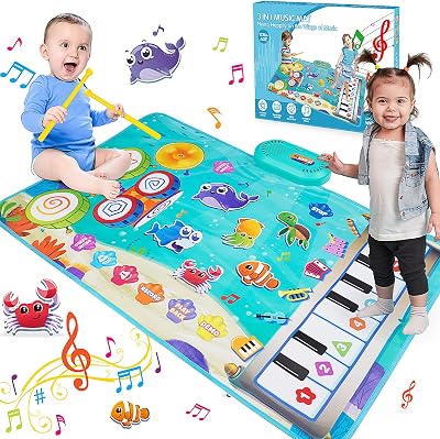 HappyGoLucky 3 in 1 Animal Musical Mat 19 Sounds Recording Toddler Toy