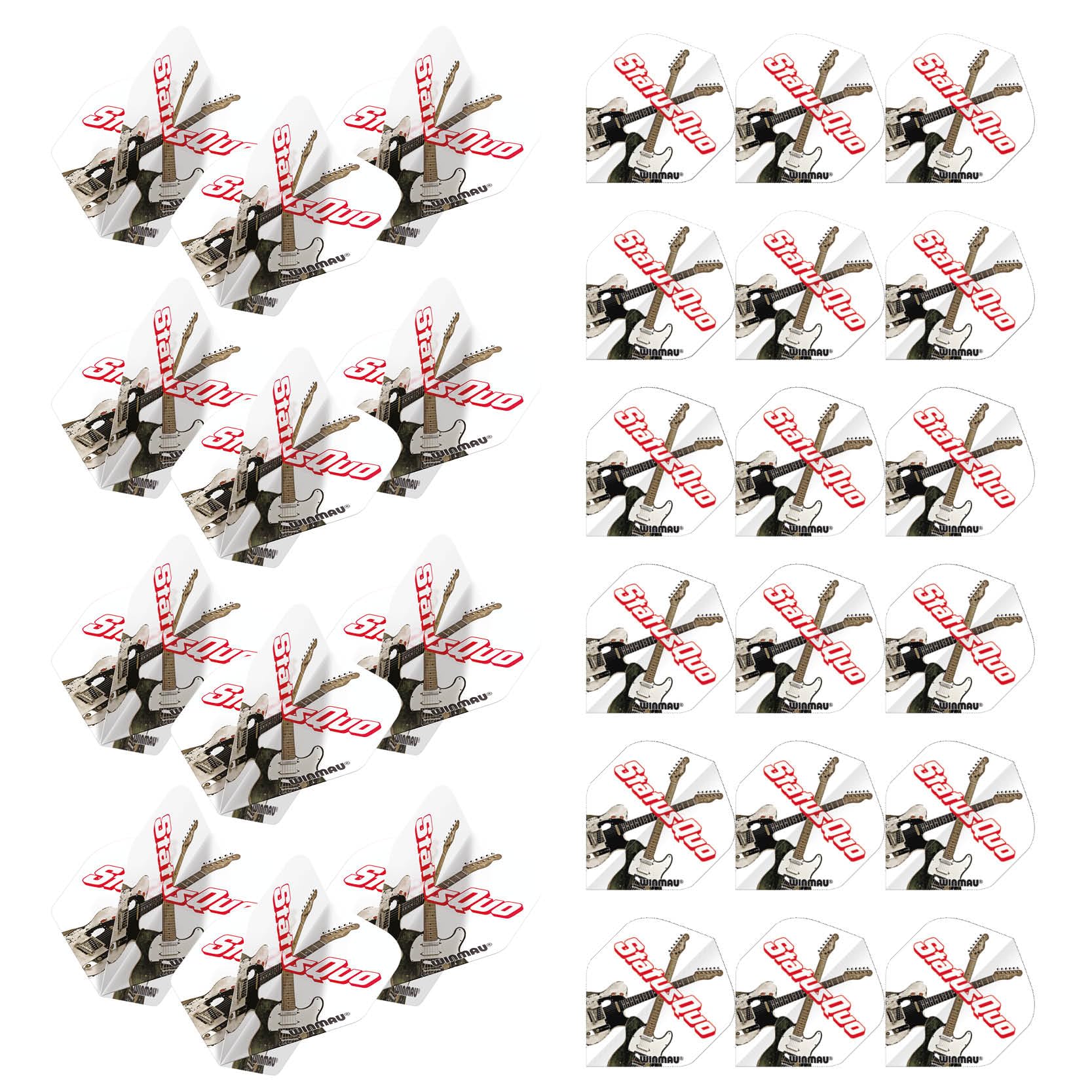 WINMAU Rock Legends Dart Flights - 10 Sets Per Pack (Total 30 Dart Flights) Available in Varying Designs (Status Quo, White Guitars)