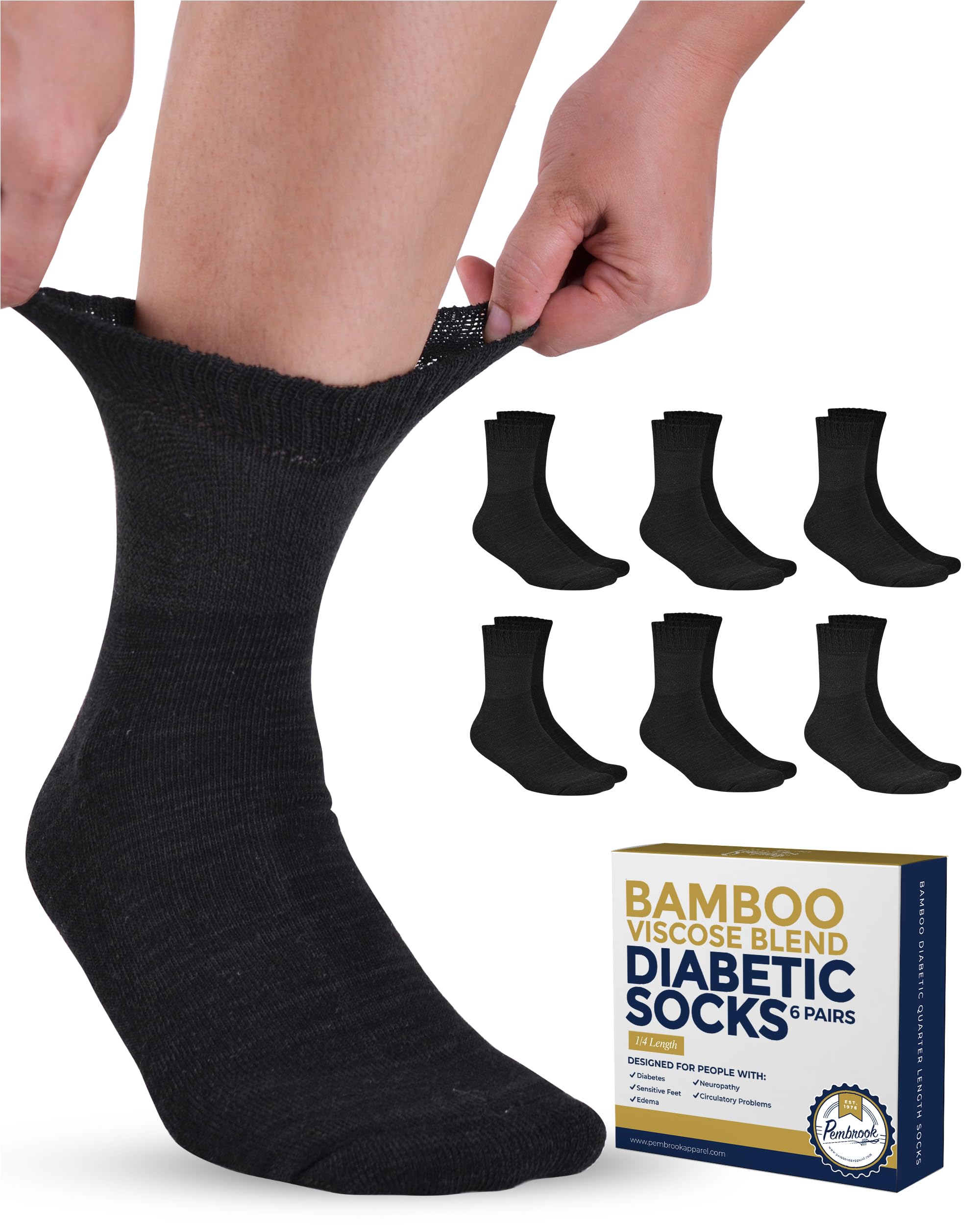 Doctor's Select Diabetic Socks For Men - 4 Pairs Diabetic Ankle Socks