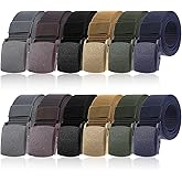 Molain 12 Pack Men's Nylon Belts, 1.5" Nylon Webbing Canvas Belt Belt for Men Women 49inch Length Plastic Buckle Metal Free Webbing Canvas Work Belts for Outdoors, Hiking Casual (6 Colors)
