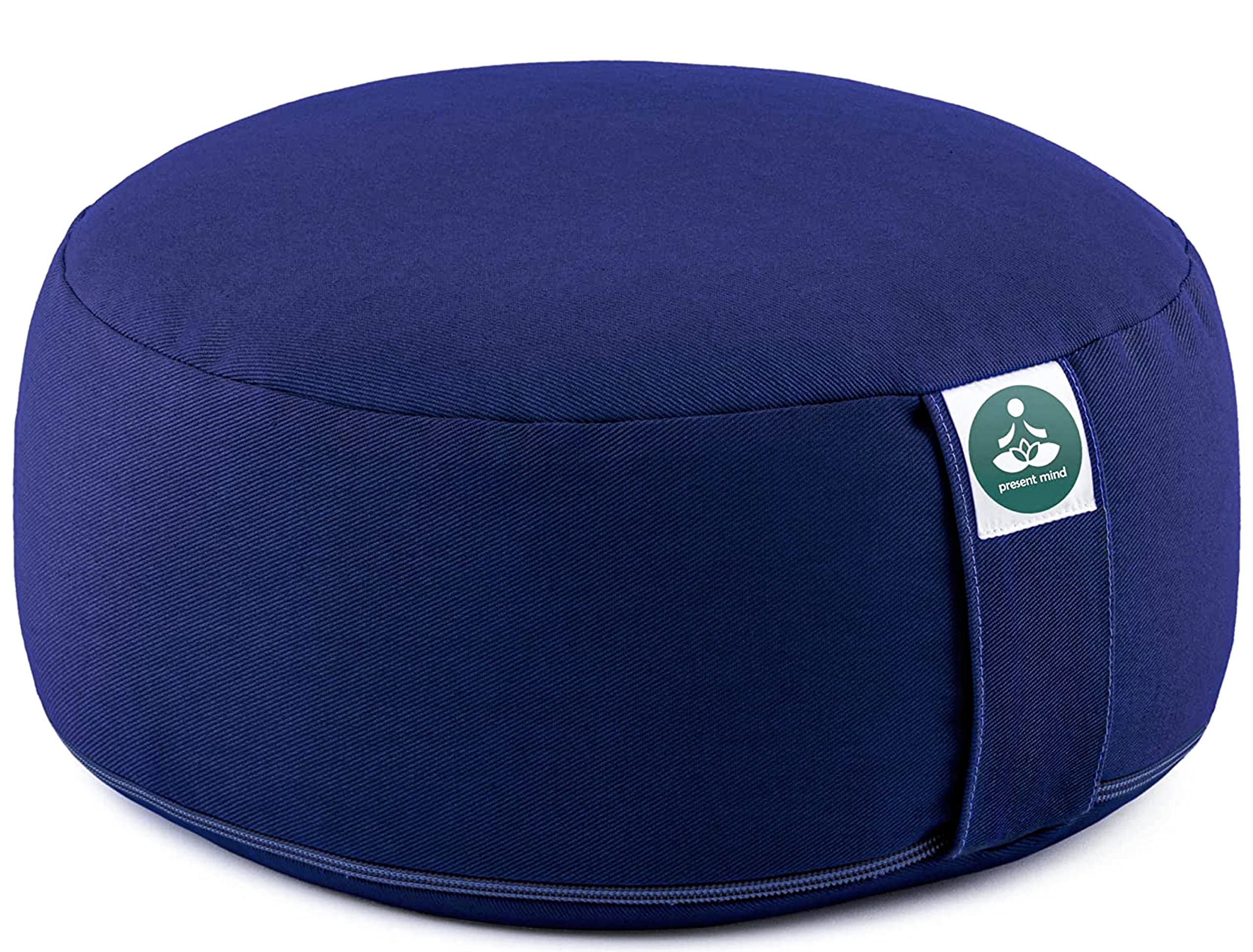Present Mind Round Zafu Yoga Cushion (Height 16 cm) - Different Colour - High Yoga Cushions/Meditation Cushion - Made in the EU - Washable Cover - 100% Natural Floor Seat Cushion - Meditation Gifts