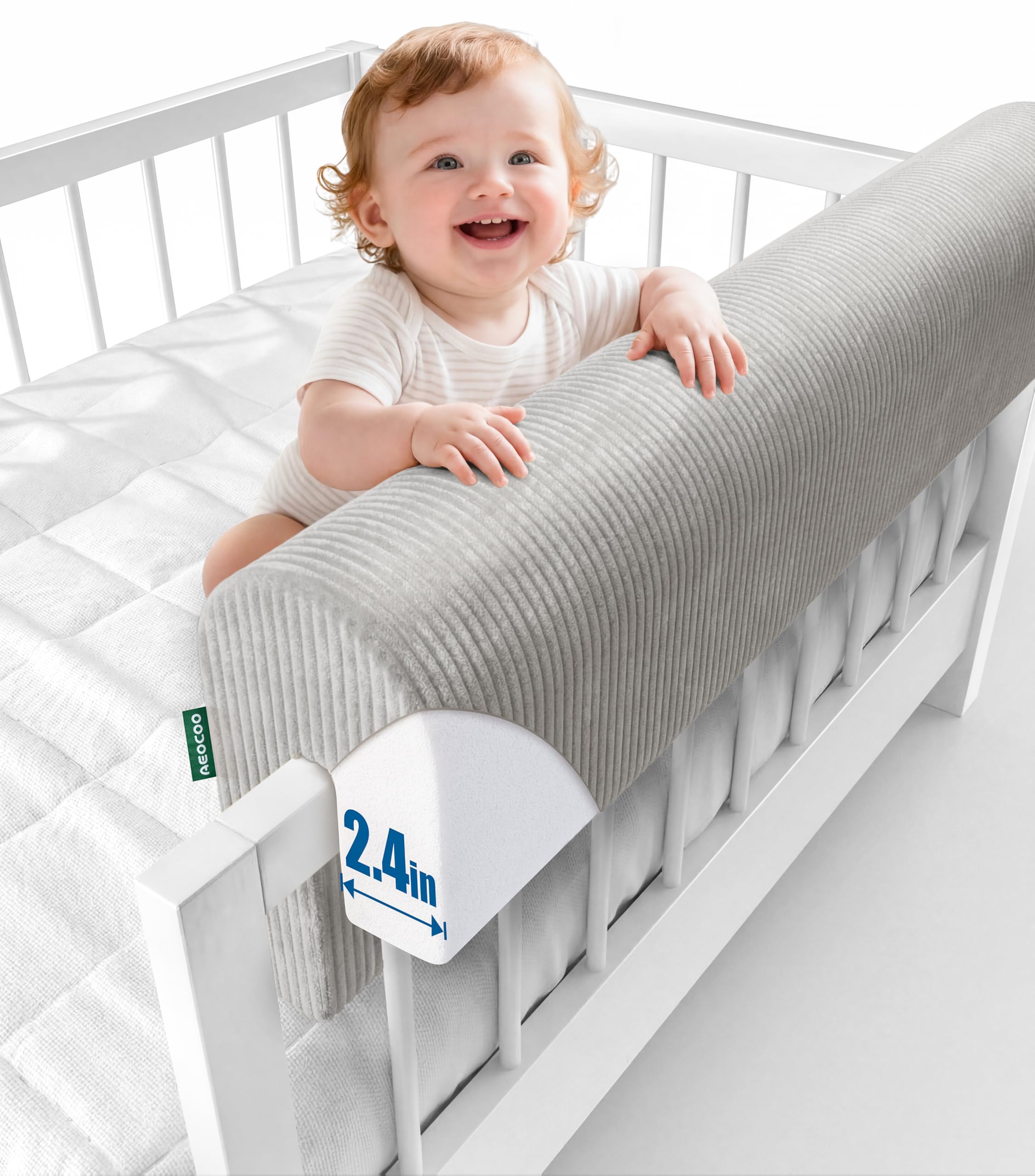 Photo 1 of AEOCOO Bed Rail Bumpers Protector, Size 3 Ft, Premium Soft Memory Foam Anti-Bump Bed Rails Padding, Loft Beds and Bunk Beds Bumpers Protector Fall Prevention, Grey