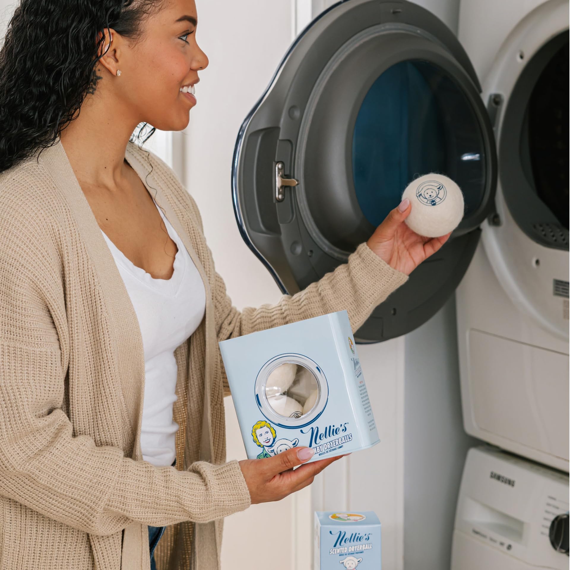 Nellie's Lamby Dryerballs, 4-Pack - Reusable Fabric Softener for 500+ Loads - 100% Pure New Zealand Wool, Silent in Your Dryer, Reduces Cloth Wrinkles, and Saves on Drying Time
