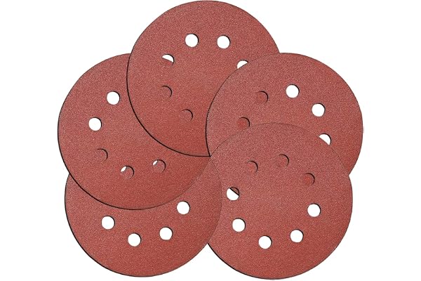 100PCS 5 Inch(127mm) 8 Holes Sanding Discs-60 80 120 180 240 Grit Assorted Sandpaper, Hook and Loop Random Orbital Sander Rou