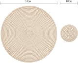 SHACOS Round Placemats and Coasters Set of 6 Beige Woven 38 cm 10 cm view 4