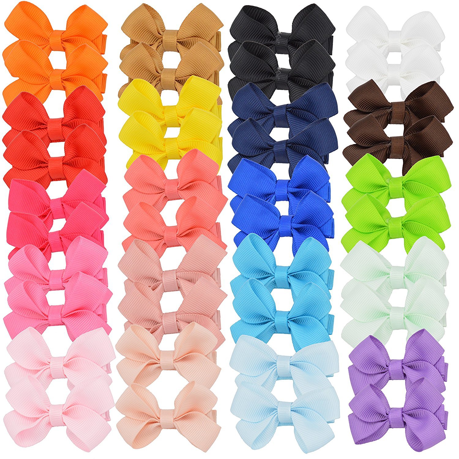 40pcs Baby Girls Hair Bows Fully Covered Ribbon Hair Clips