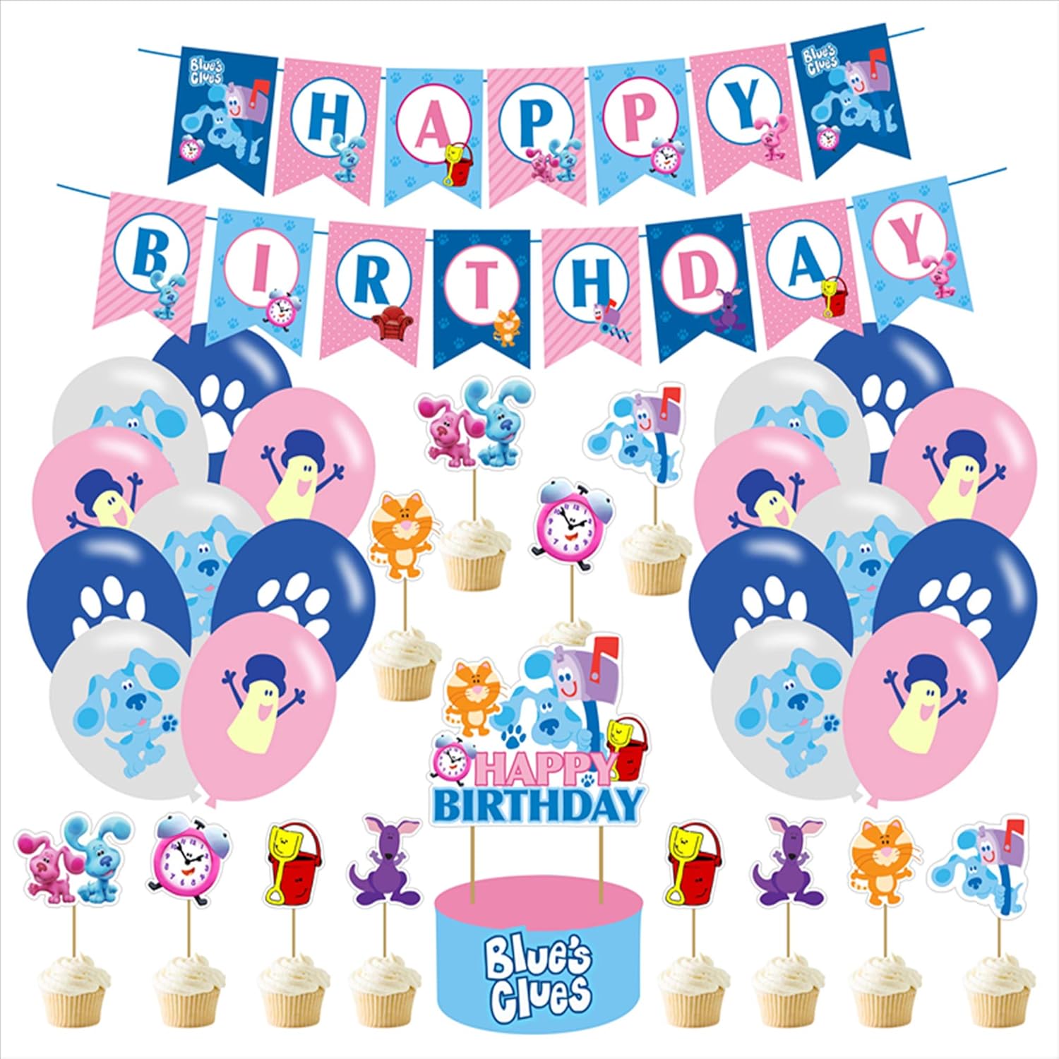 Blues Clues Themed Birthday Party Decorations For Kids Boys Girls Blues Clues Party Supplies Favors With Banner Cake Toppers And Latex Balloons Toys Games Party Supplies Onsource Co