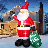 7 FT Christmas Inflatable Santa Claus with Gift Bag, Blow up Giant Santa Claus Indoor Decoration, Built-in LED Lights for Lawn Patio Garden Home Display Hall Xmas Holiday Vacation Party Outdoor Decor