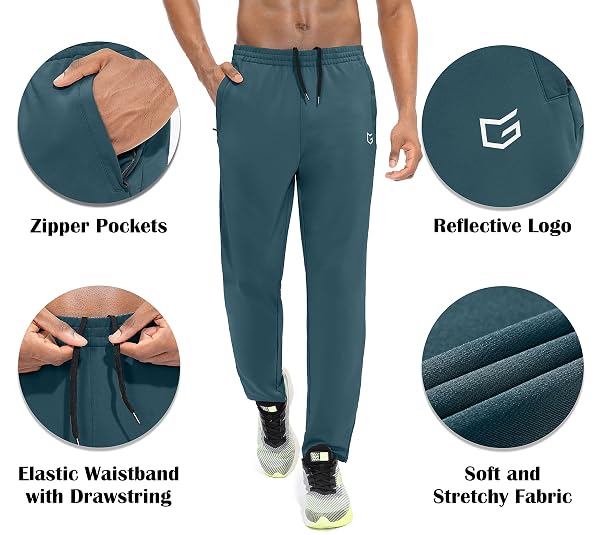 Men's Athletic Jogger Pants - Slim Fit Tapered Sweatpants With Zipper Pockets, Gym & Casual Wear, Green