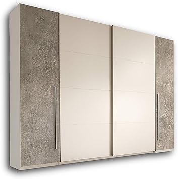 Match Eleganter Kleiderschrank Mit Viel Stauraum Vielseitiger Schwebeturenschrank In Betonoptik Weiss 315 X 226 X 60 Cm B H T Amazon De Kuche Haushalt