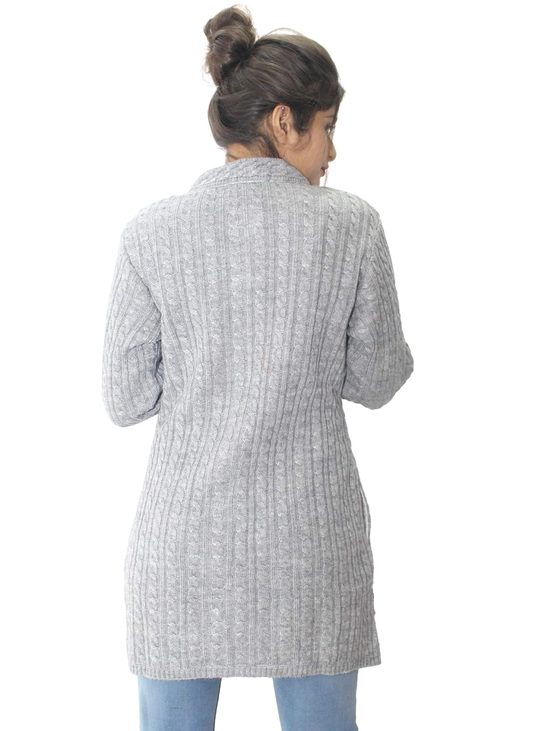 hautemoda women's woollen embroidered long cardigan (ad04sa01_peach)