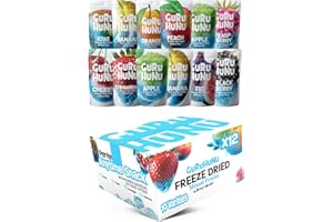 GURU HUNU Freeze Dried Fruit Mix 12 Individual Packs Healthy Fruit Snacks - Variety Pack Dehydrated Fruit Chips Camping Snacks Mixed Fruit - Bulk Dried Fruit No Sugar Added, Dry Fruit Snacks Healthy Gift