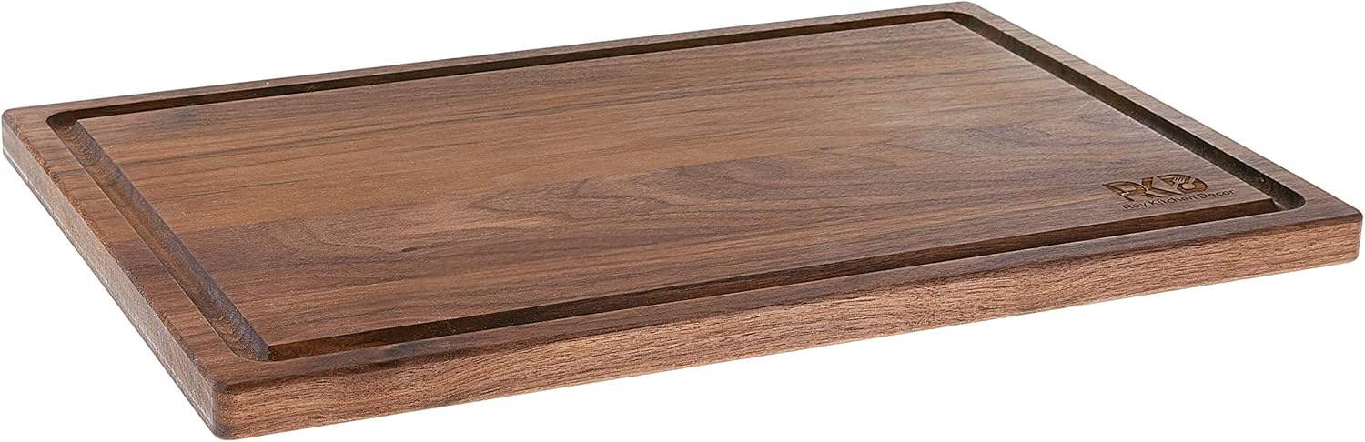 Large Walnut Cutting Board- 17x11x 0.75 in. Made in USA, Waxed and Ready to Use Hardwood Chopping and Cutting Board for Kitchen with Juice Drip Groove by Roy Kitchen Decor (RKD)