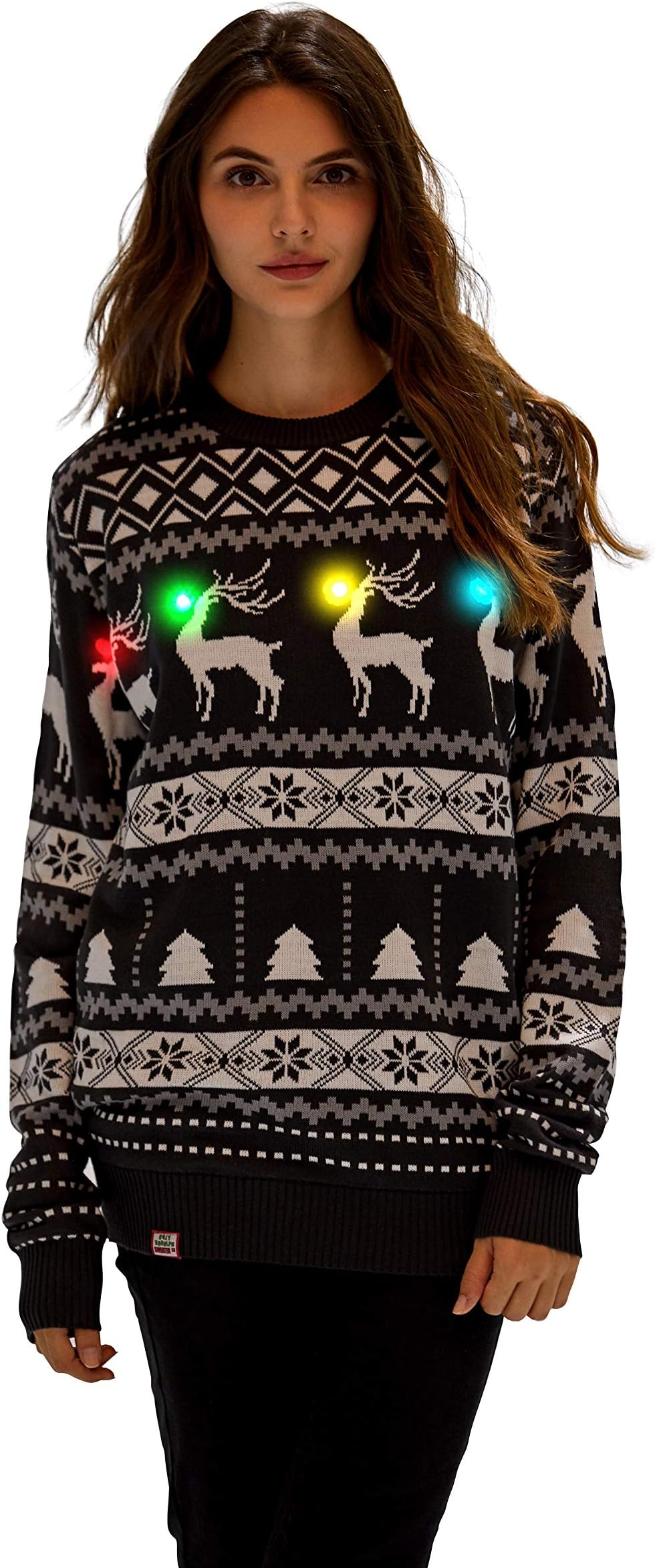 Unisex Ugly Christmas Sweater LED Light-Up Xmas Pullover Classic Fair Isle & Reindeer