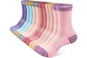 BUDERMMY Crew Socks for Women Hiking Athletic Running Walking Cushioned Compression Cotton Socks 6 Pairs