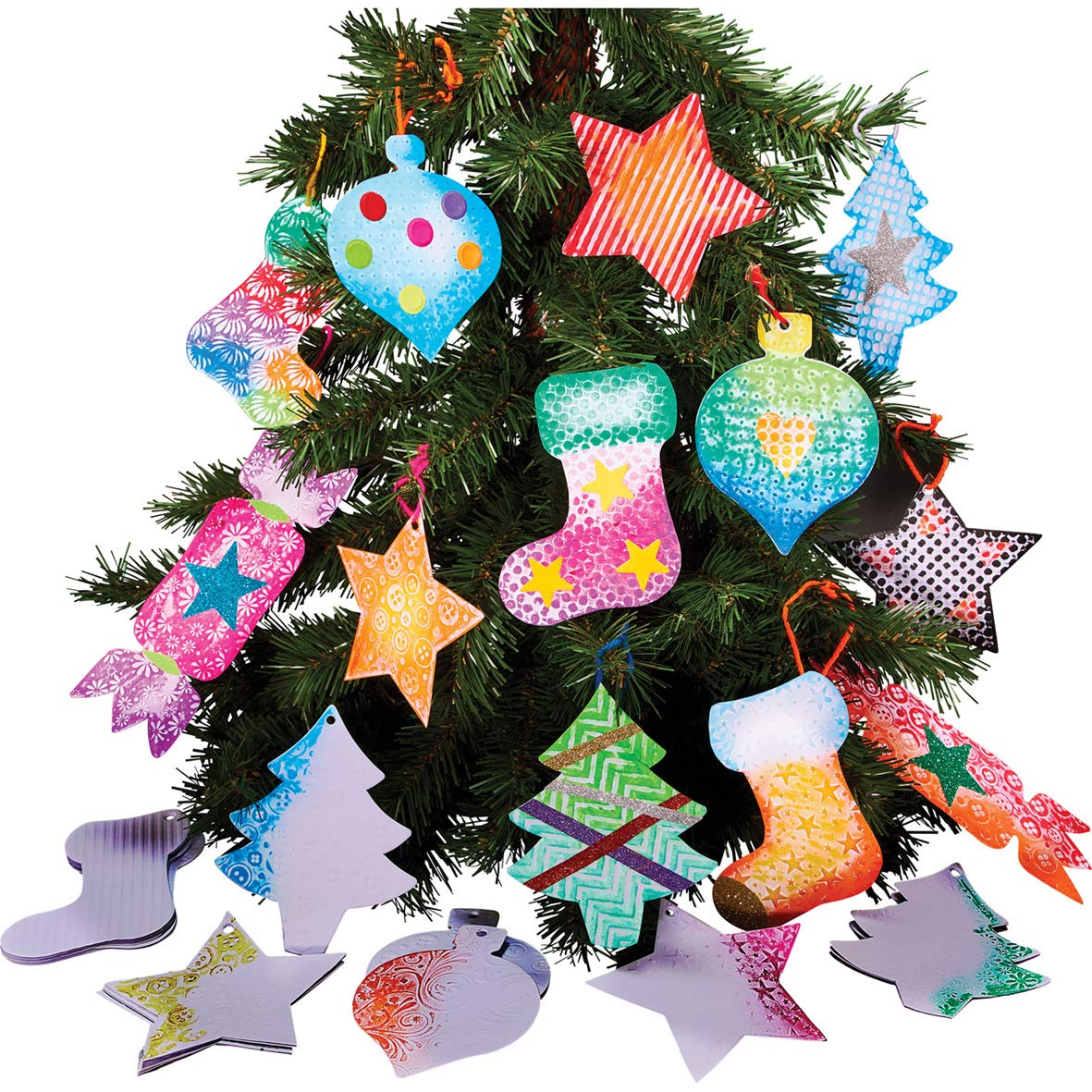 Springboard Embossed Christmas Tree Decorations Craft Activity (Pack of 30)