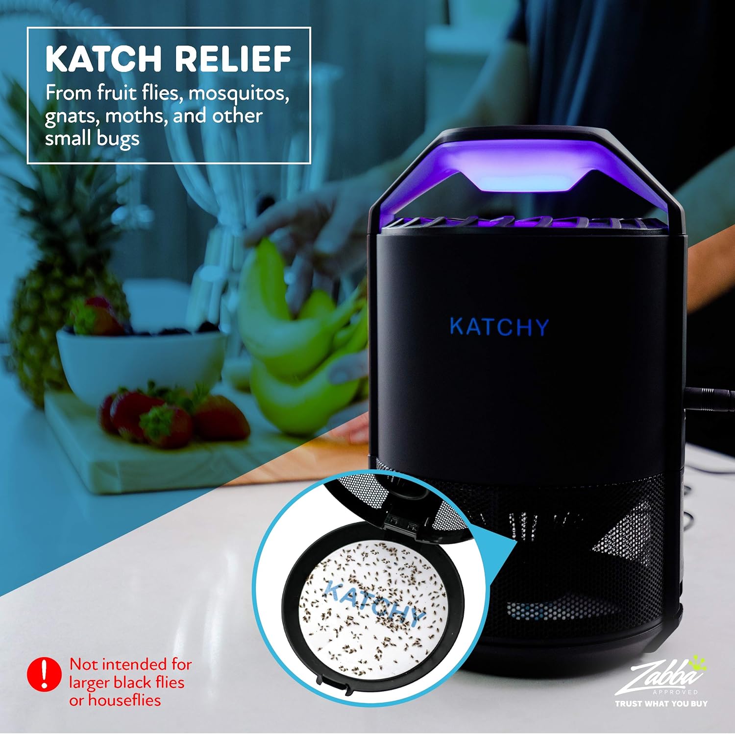 KATCHY Indoor Insect Trap: Bug, Fruit Fly, Gnat, Mosquito Killer - UV Light, Fan, Sticky Glue Boards Trap Even The Tiniest Flying Bugs - No Zapper- (Black) : Garden & Outdoor