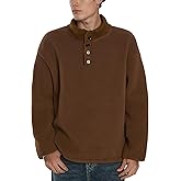 Mainfini Men's Fuzzy Sherpa Pullover Collared Button Fleece Sweater with Pockets (S-XXL)