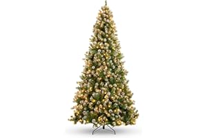 Best Choice Products 4.5ft Pre-Lit Pre-Decorated Pine Artificial Christmas Tree w/ 450 Flocked Frosted Tips, 32 Pinecones, 175 Lights, Base - Green