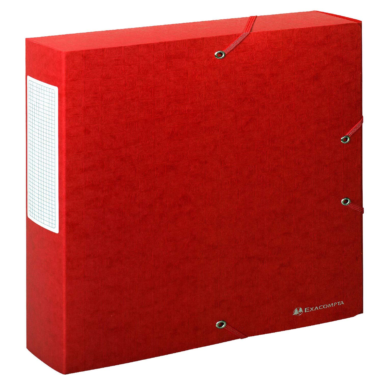 Exacompta - Ref 50915E - Scotten Filing Box - 250 x 330mm in Size, Suitable for Holding A4 Documents, 60mm Spine, 600gsm Genuine Pressboard, Spine Label - Red