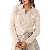 ANRABESS Womens Cable Knit Sweaters Long Sleeve V Neck Sweater Tops Casual Pullover Polo Shirts 2025 Fall Fashion Outfits