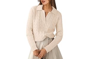 ANRABESS Womens Cable Knit Sweaters Long Sleeve V Neck Sweater Tops Casual Pullover Polo Shirts 2025 Fall Fashion Outfits