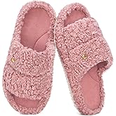 EverFoams Women's Fuzzy Open Toe Slippers Comfy Soft Memory Foam Indoor House Shoes